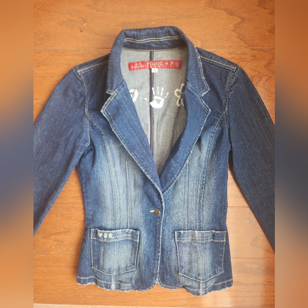Mudd Blue Jean Jacket Classic Denim Style Blazer